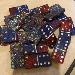Dominoes Handmade American Resin Set With Rhinestones