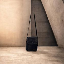 Men Canvas Shoulder Sling Bag Multi-function Messenger Handbag Vintage Work Travel Bag (Dark Grey/ Black)
