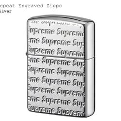 Supreme Repeat Engraved Zippo Silver 