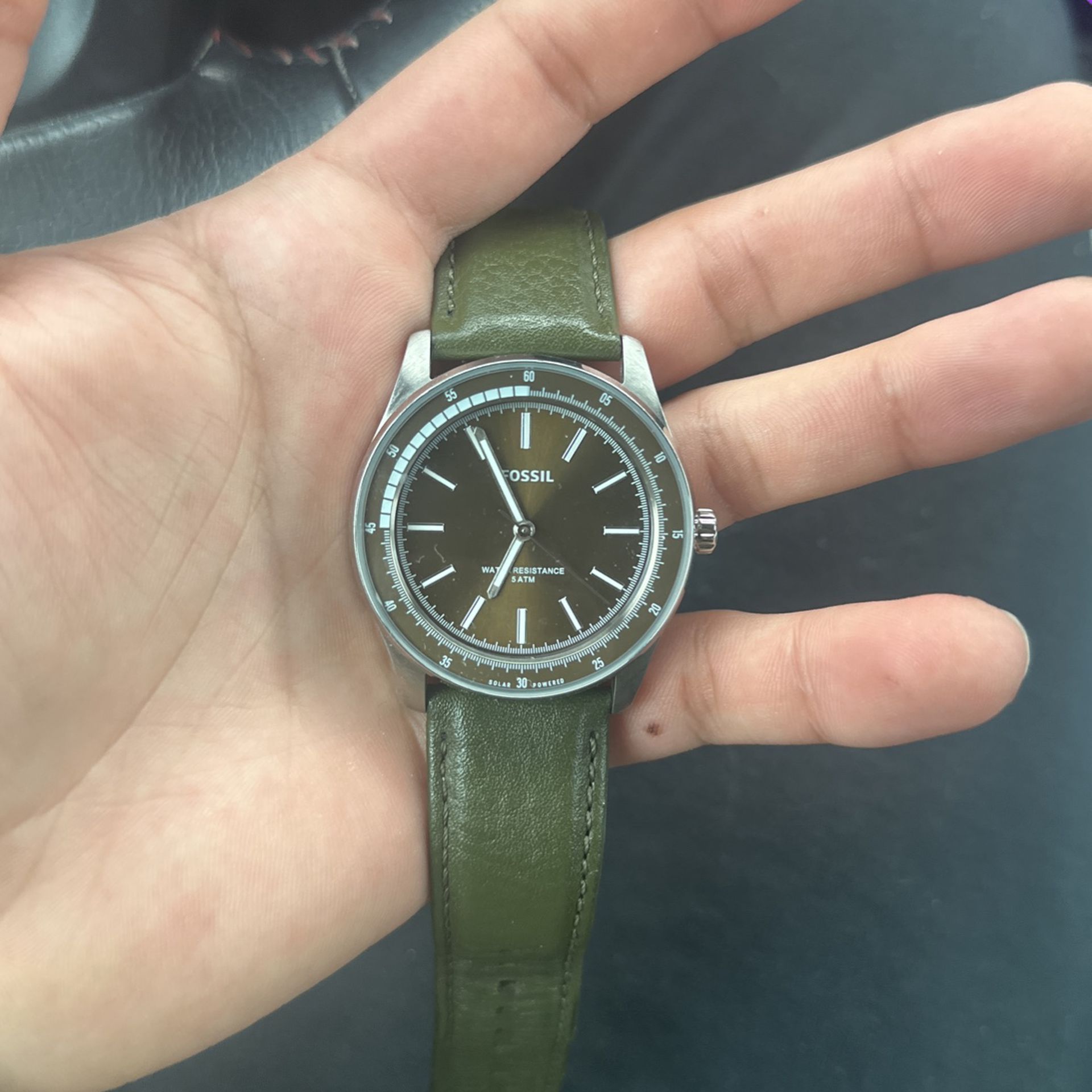 Green Leather Fossil Watch