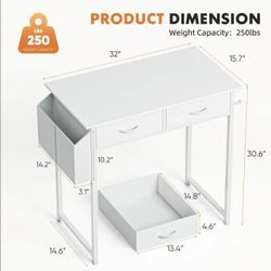 Small White Desk With Drawers