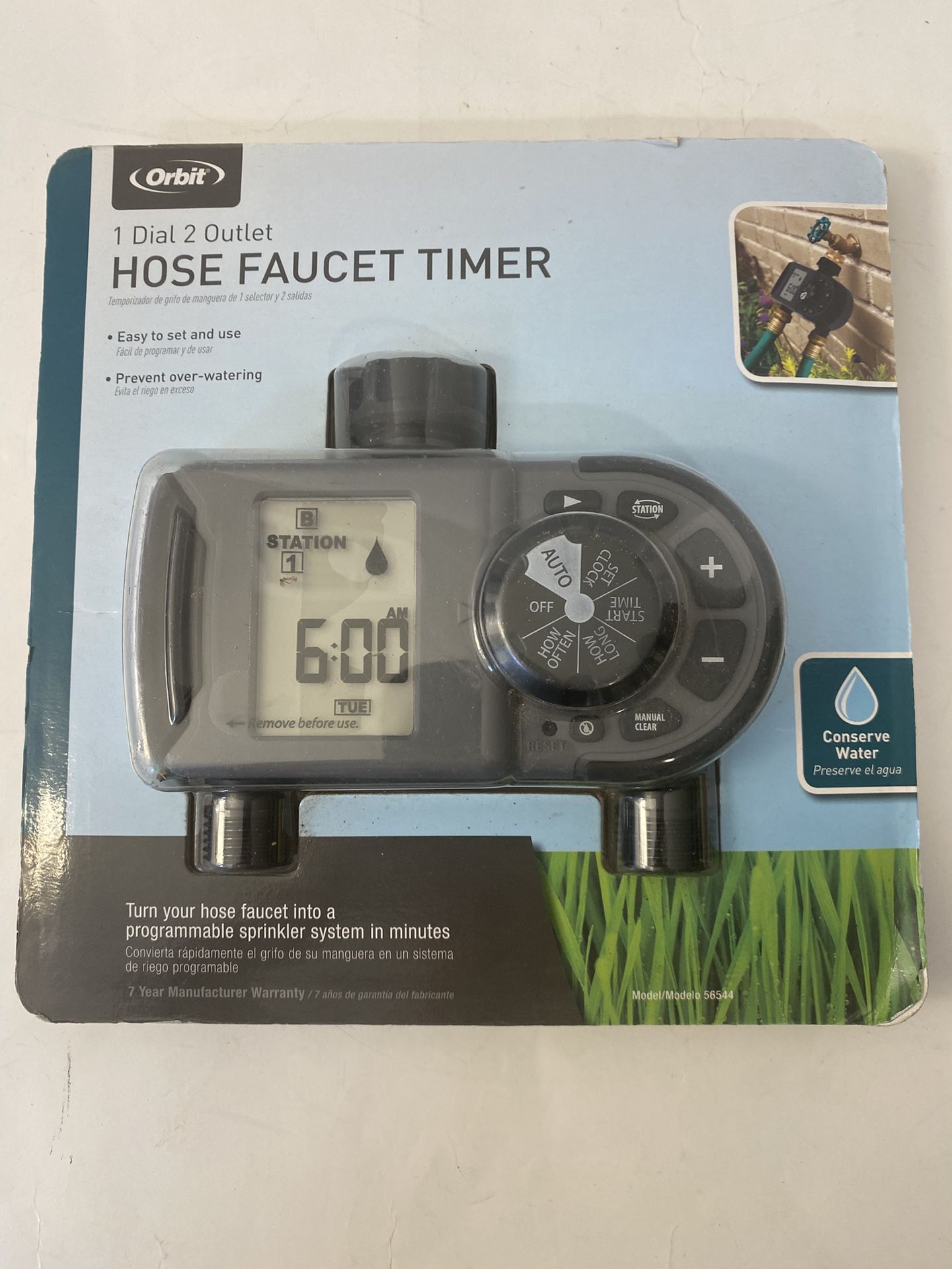 New Factory Sealed Orbit Hose Faucet Timer Programmable Sprinkler System; Model 56544