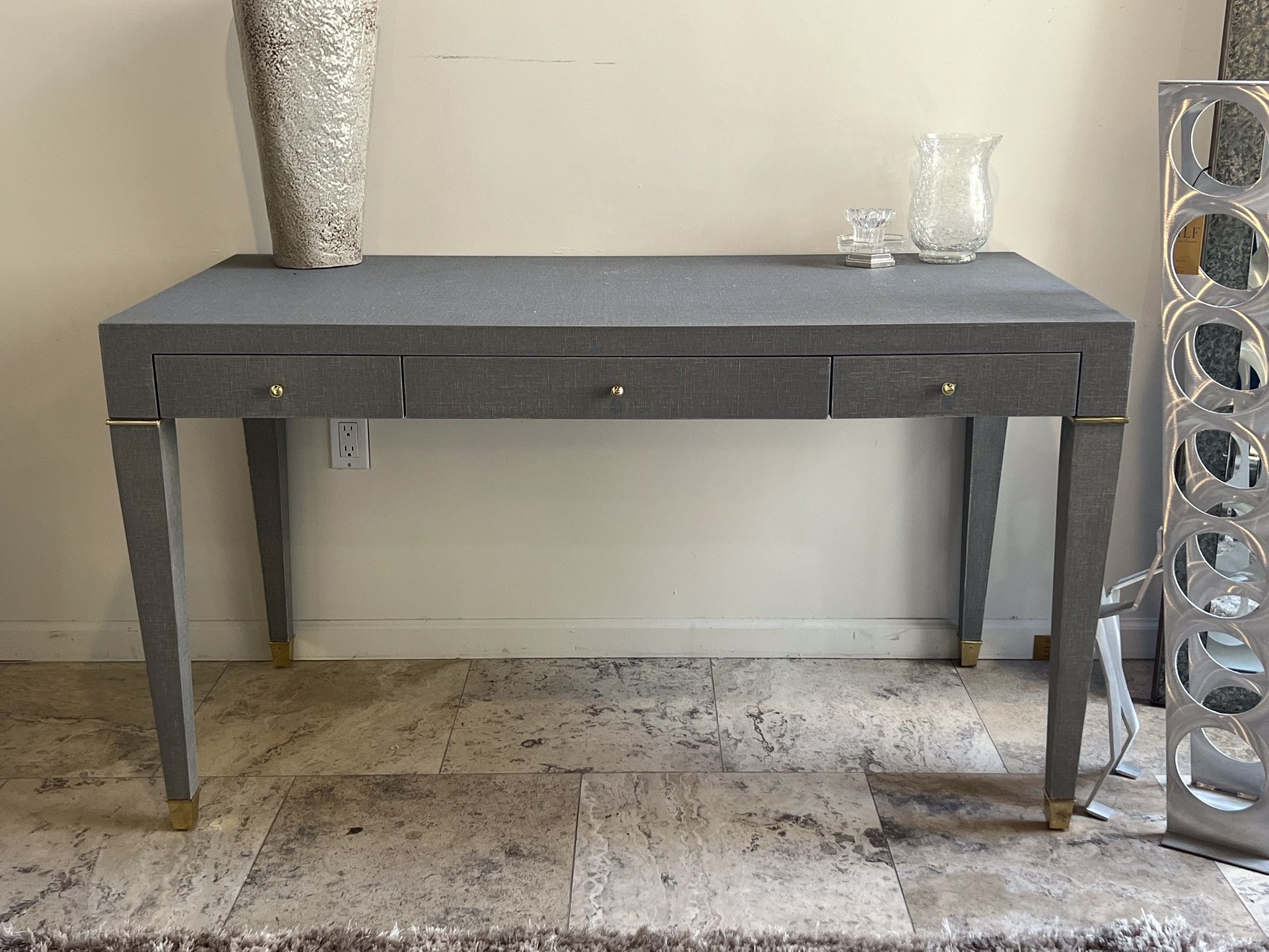 Villa & House Contemporary Washed Winter Gray Secretary Desk