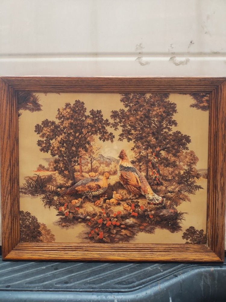 Vintage Vat Print fabric Quails , Pheasants ,Chicks