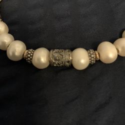Fresh Water Pear Necklace And Bracelet. 925 With 14k 