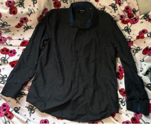 Nine West Black Button-Down Dress Shirt
