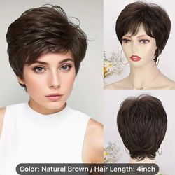 Short Wig Synthetic Hair Wigs For Women - Pixie Cut Wig With Bang, Daily Use