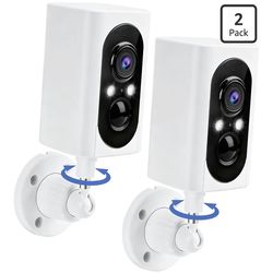 2 Security Cameras Wireless Outdoor 355° Pan Rotating 2K Color Night Vision
