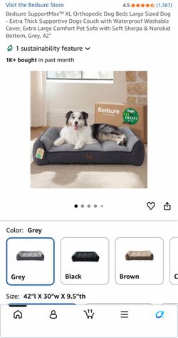 Bedsure SupportMax XL Orthopedic Dog Bed – Grey