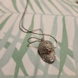 Cute Silver Baseball Hat Necklace
