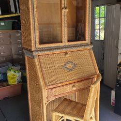 !REDUCED!Secretary Desk&Chair  Bamboo/Rattan