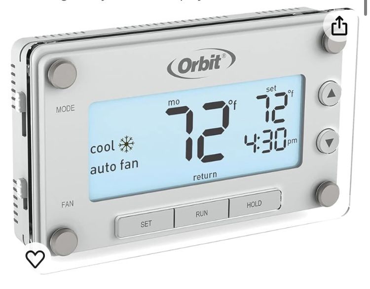Orbit 83521 Clear Comfort 7 day Programmable Thermostat with Large, Easy-to-Read Display, White