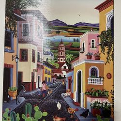 Colorful Village Scene Painting