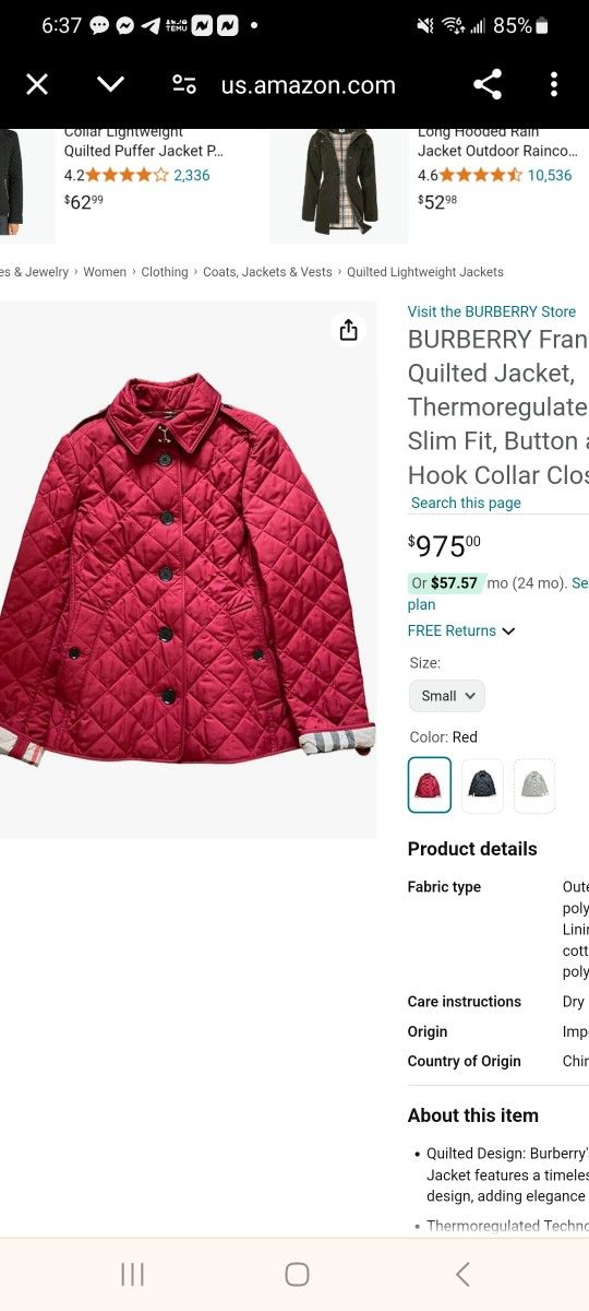 Burberry Jacket Size Small