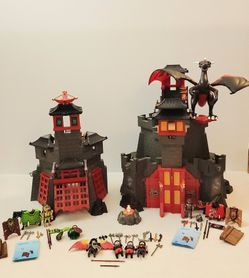 Playmobil Great Asian Dragon Castle Lot 5479 & 5480 + Knights & Dragon