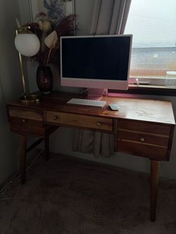 Solid Wood Mid-Century Desk – 3 Drawers – 45” long