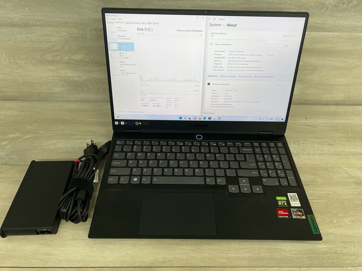 Laptop – Lenovo Legion Slim 7 15" 4K R9 5900HX 16GB 1TB SSD RTX 3050 Ti Black (PO1020462) -Good Condition