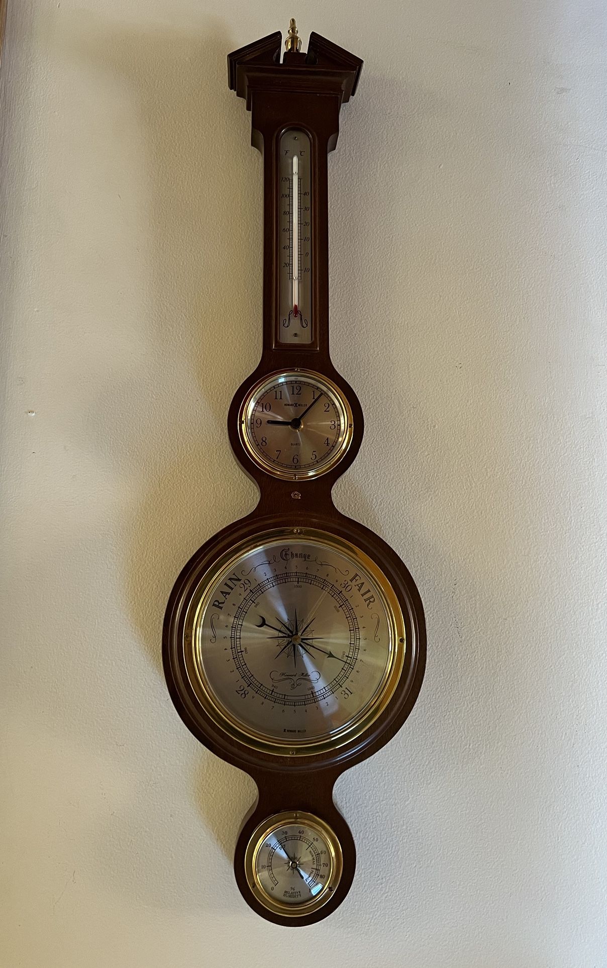 Howard Miller Catalina Thermometer Barometer Hygrometer Clock Weather Station  612-718 Wall Clock