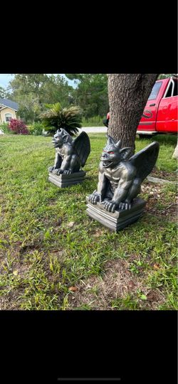 Huge solid concrete gargoyle set. Price is for both. Free delivery Saturday