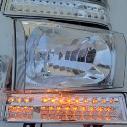 99-04 Ford F250-F550 00-04 Excursion LED Headlights Luces Micas Calaveras Faros Faroles