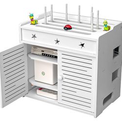Floating Shelf,WiFi Router Modem, Cable Power Plug Wire Storage Boxes, Multi-Function Storage Rack with Door