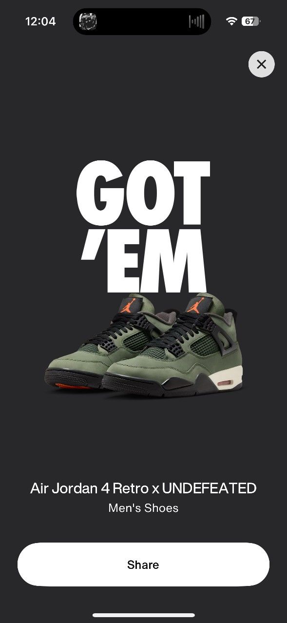 Air Jordan 4 Retro x UNDEFEATED man's Shoe