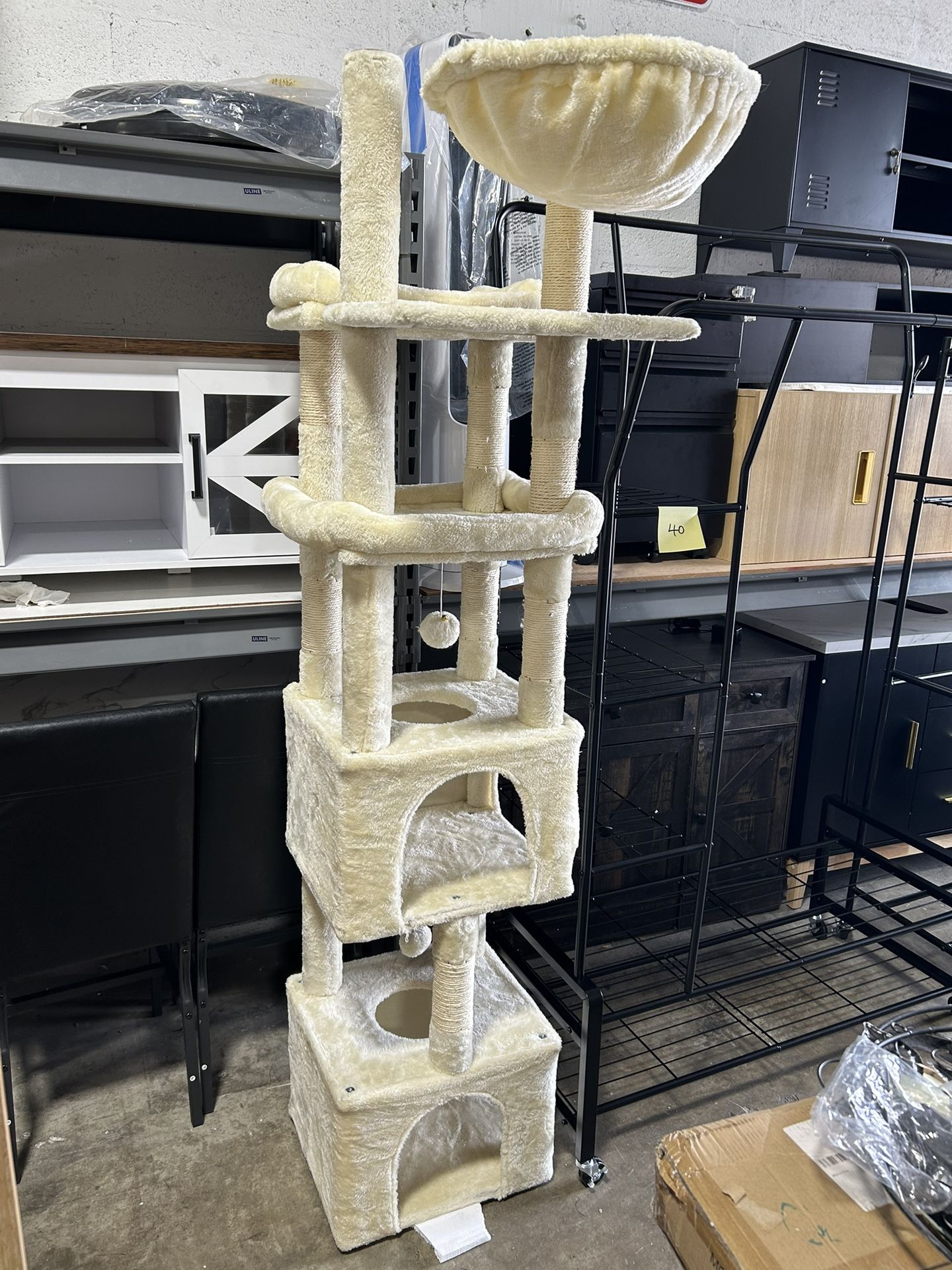 NEW - Beige Cat Tree Tower for Indoor Cats & Kittens 72” H X 16” W