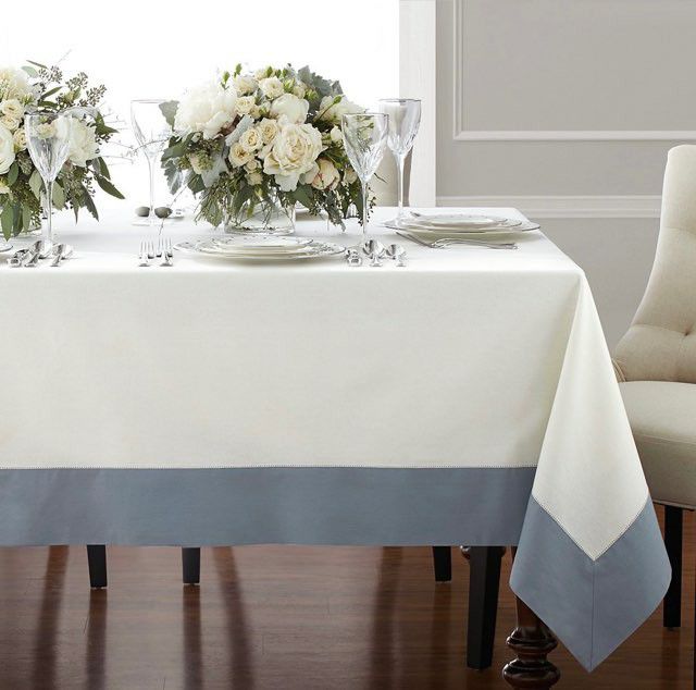 New 70x120 border linen dining room tablecloth cream and