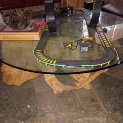 Massive Coffee Table Vintage Mid Century Root Table W Glass Top 62" 