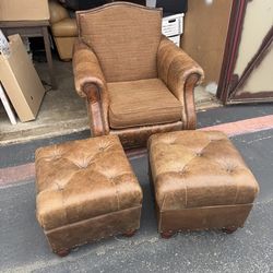 single couch seat with two ottoman