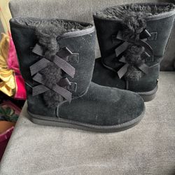UGG Women's Black Suede Boots with Bows