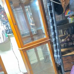 Glass display corner cabinet