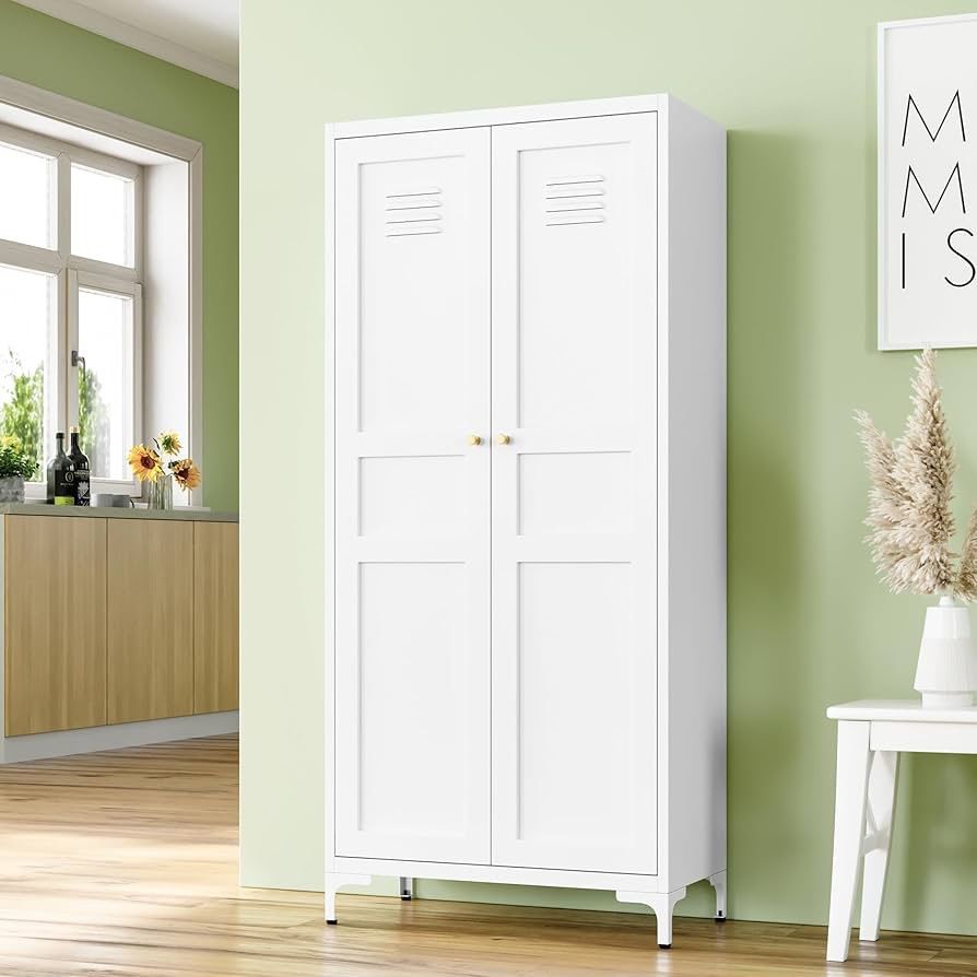 Metal Storage Cabinet,61" H Pantry Cabinet with 2 Doors and 4 Adjustable Shelves,5 Tier Tall Kitchen Storage Cabinets for Kitchen,Pantry,Living/Study/