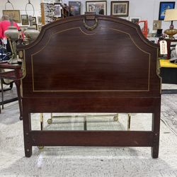 Regency Period Antique Twin Size Mahogany Headboard with Brass Accents 