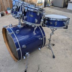 5 piece PDP Pacific DW drum set all maple blue lacquer