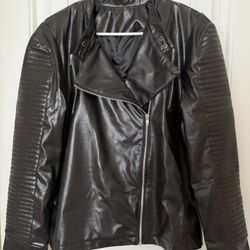 Black Faux Leather Jacket Sz Large $25