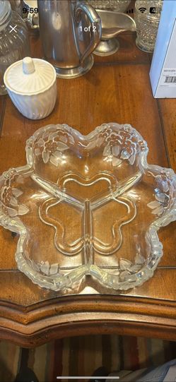 Vintage Glassware Relish Condiment Tray 3 Compartments