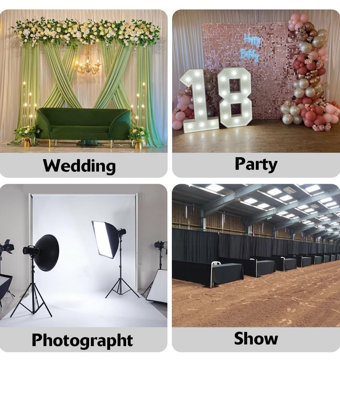 Pipe and Drape Backdrop Stand,8ft x 10ft Backdrop Stand, Adjustable Metal Heavy Duty Wedding Backdrop for Parties Birthday Party Baby Shower Wedding D