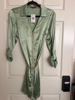 Guess Satin Mini Dress with Chain Belt