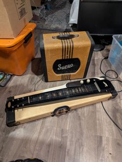 1957 Supro Comet(?) Antique Amp and Slide Guitar  (needs work)