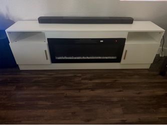 White  Fireplace TV Stand (LED Lights)