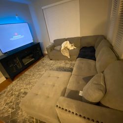 Miles Fabric Sectional Sofa with Ottoman W/ Storage