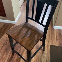 Black Table + x4 Black Wood High Chairs