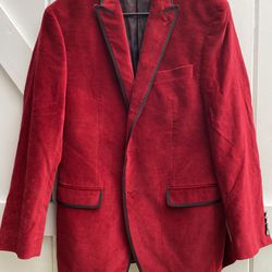 Van Heusen Studio Red Velvet Blazer Sport Coat Smoking Jacket Mens 38R