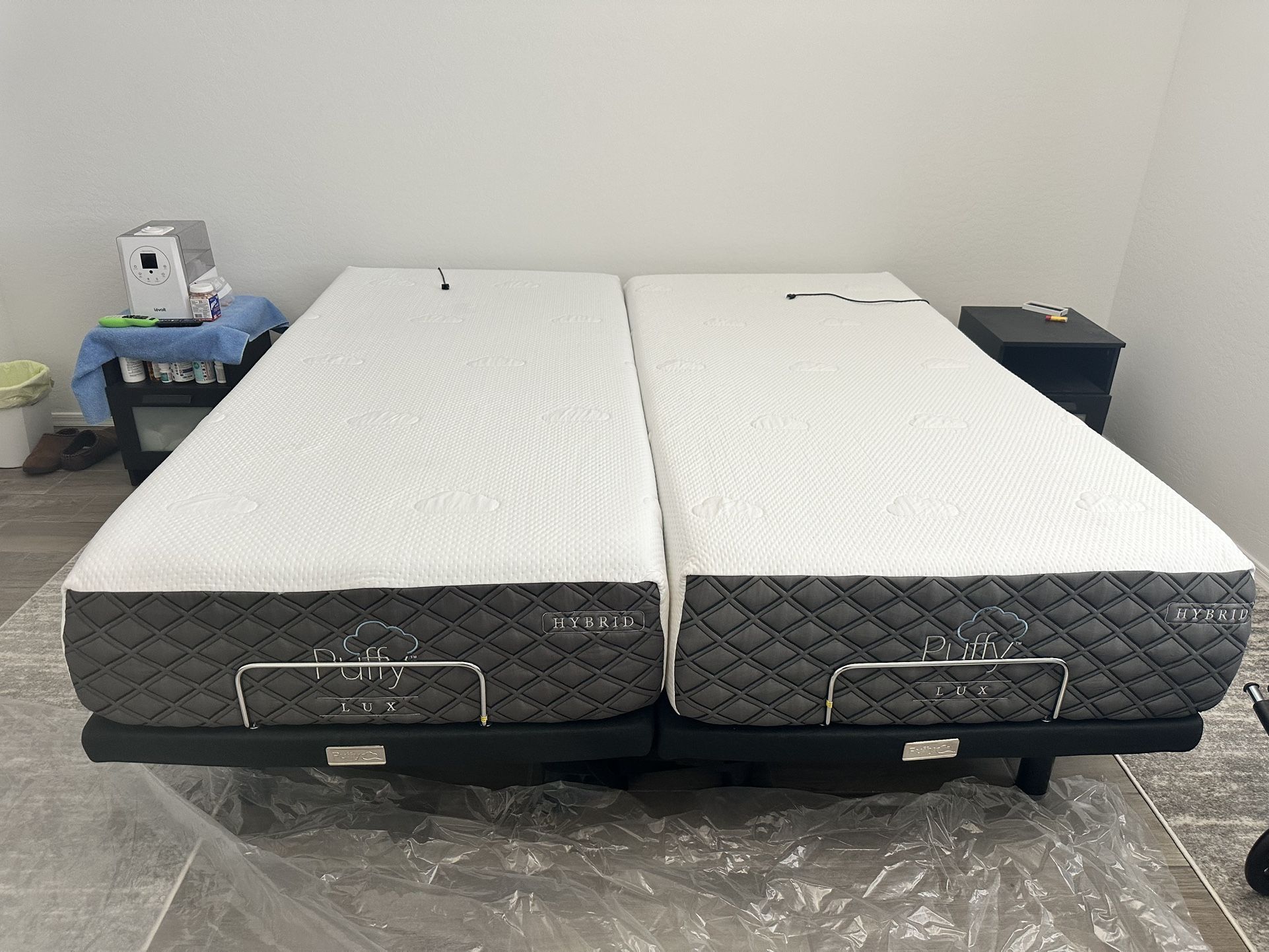 Puffy Lux Hybrid Split King Mattresses And Adjustable Bases for Sale in