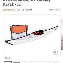 Oru Kayak (Folding, Bay Style, 12’), Carrying Backpack, Paddle