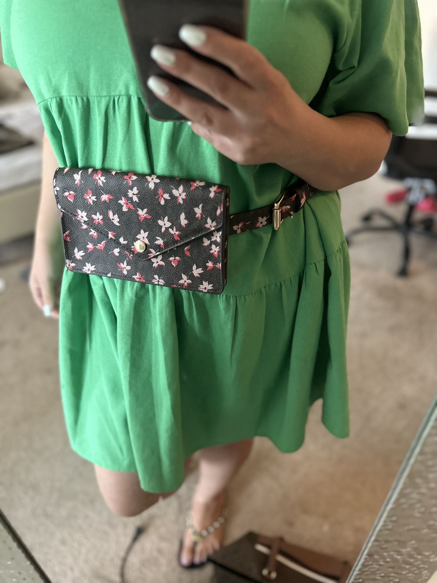 Micheal Kors Brown Woth Flowers Waist Bag