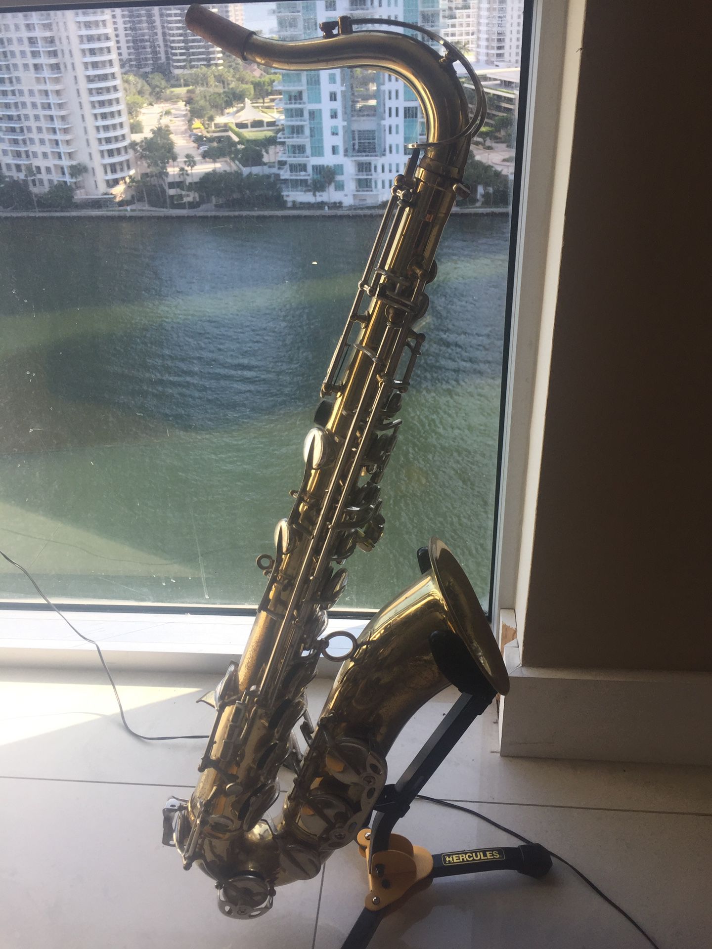 Vintage Grassi jade tenor saxophone green rollers Italy sax