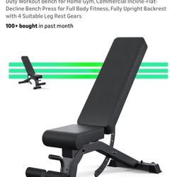 Adjustable Weight Bench with 12x4x4 Positions, 1200LB Heavy Duty Workout Bench for Home Gym, Commercial Incline-Flat-Decline Bench Press for Full Body