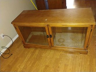Wooden TV cabinet w/ glass doors